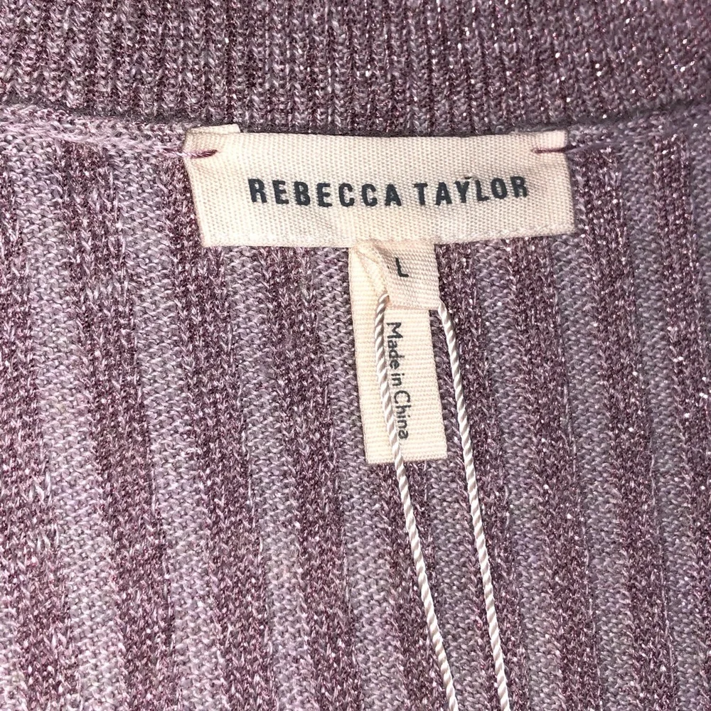 Rebecca Taylor Metallic Ribbed Scoop Neck Sweater
